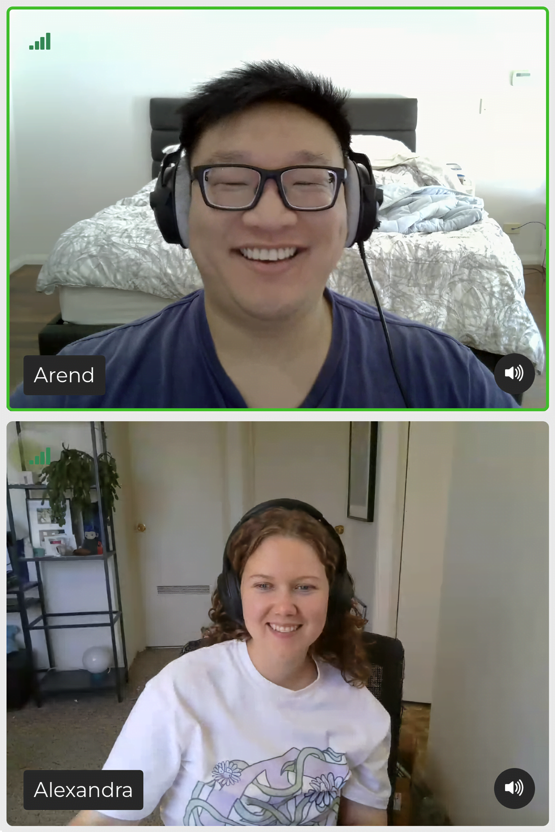 Kedyou's built-in video call showing two participants