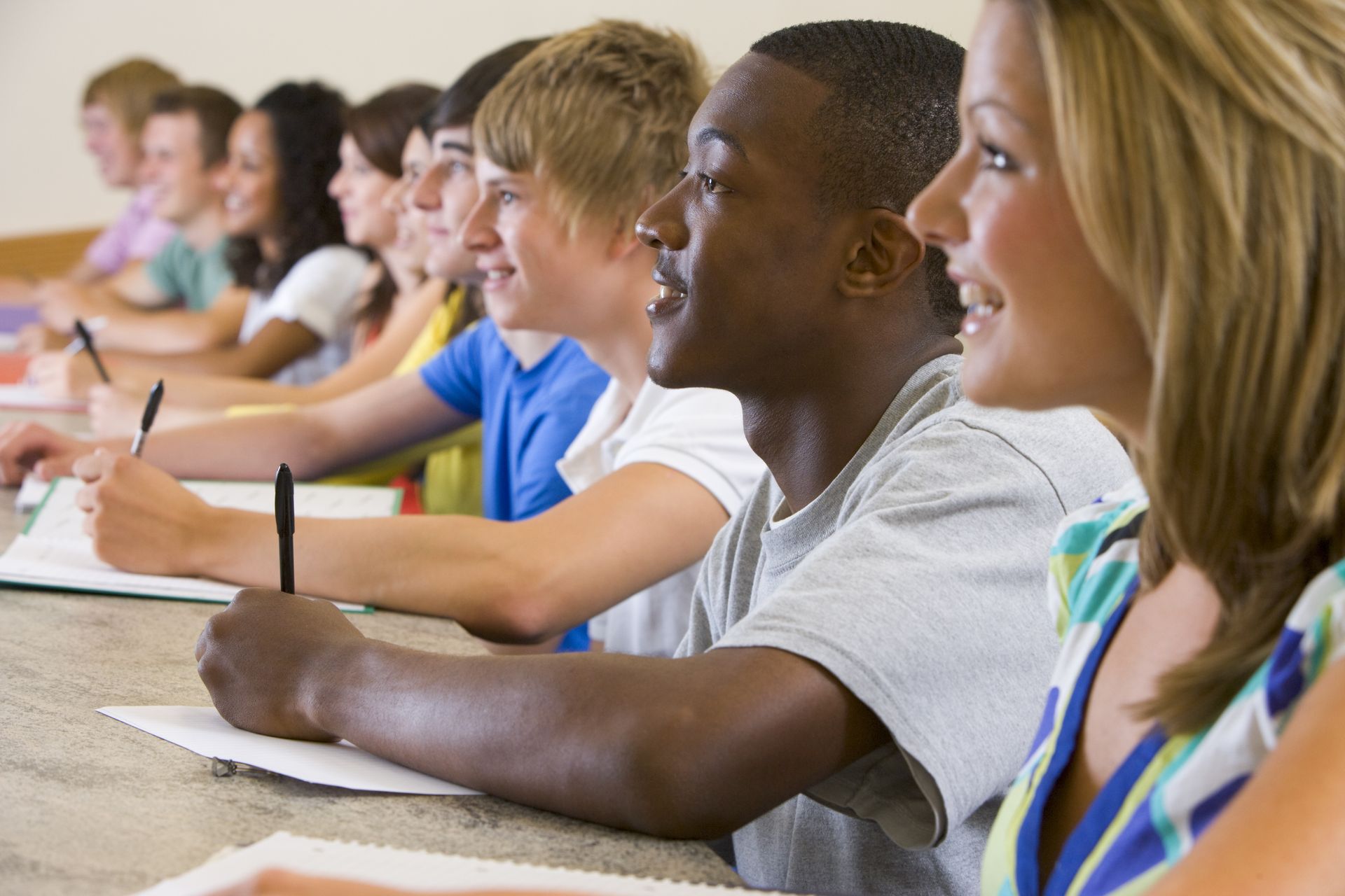 College students listening to a university lecture